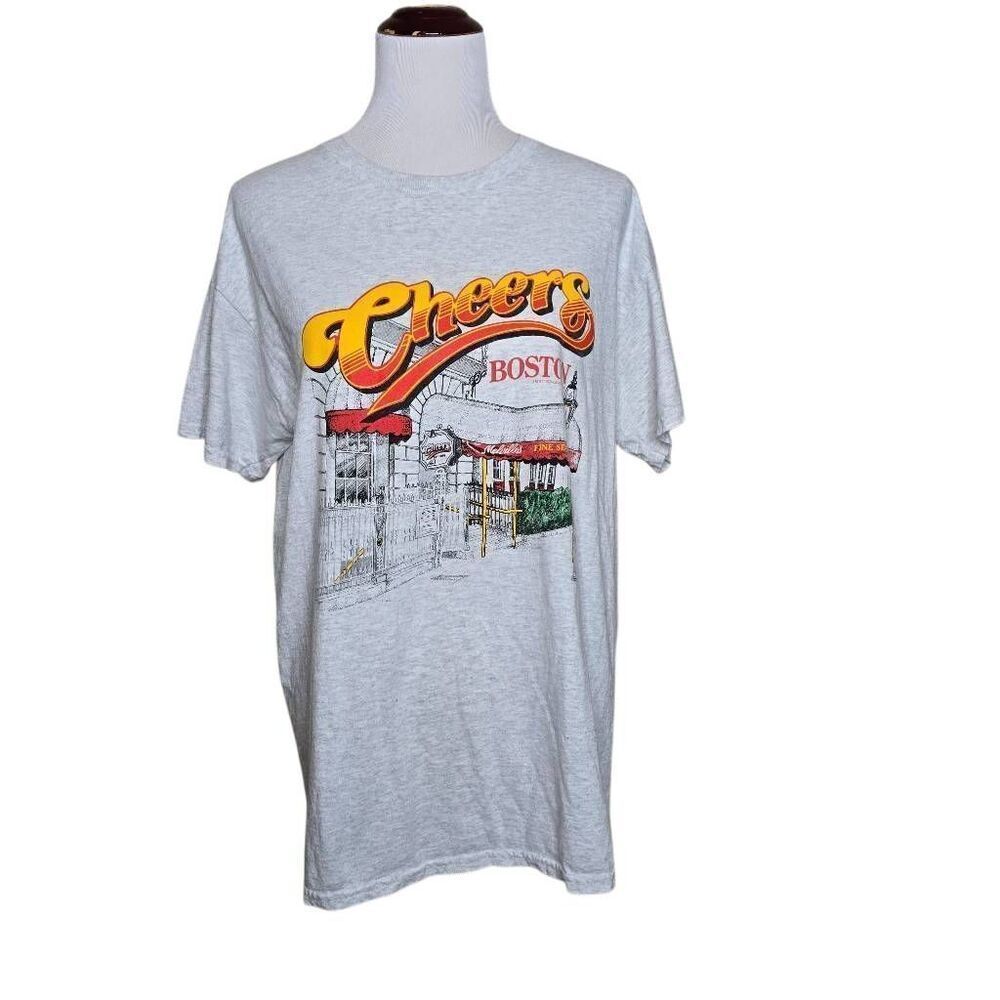Vintage Cheers Boston Melville T-Shirt Ash Gray Bar Sketch Sz L